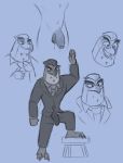  anthro avian bird clothing disney ducktales ducktales_(2017) falcon falcon_graves falconid foreskin genitals male male/male muscular nude penis sketch solo suit uncut wulfenski_(artist) 