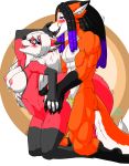  2019 all_fours alpha_channel anthro areola black_body black_claws black_fur black_lips black_nose blue_eyes blush canid canine canis claws doggystyle doggystyle_position dreadlocks duo eyelashes eyewear female fox from_behind_position fur glasses hair hand_holding harmonydescent hi_res highlights_(coloring) inner_ear_fluff lips male male/female mammal muscular muscular_male nipples orange_body orange_fur orgasm_face pattern_background purple_eyes purple_highlights raised_tail red_body red_fur scarlett scarr_ruddlocke_(harmonydescent) sex simple_background tuft white_body white_fur white_hair white_inner_ear white_inner_ear_fluff 