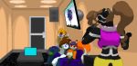  alpha_channel animated anthro breasts canid canine clothed clothing dancing digital_media_(artwork) felid female fox fur group hair karaoke male mammal pantherine pixel_(artwork) pixel_animation short_playtime singing stripes tiger tsunamidusher video_games 