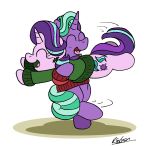  absurd_res bobthedalek clothing daughter equid equine eyes_closed father father_and_child father_and_daughter firelight_(mlp) friendship_is_magic happy happy_eyes hi_res holly_(plant) horn hug mammal my_little_pony parent parent_and_child plant starlight_glimmer_(mlp) sweater topwear unicorn 