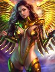  armor logan_cure no_bra thighhighs wings wonder_woman wonder_woman_(character) 