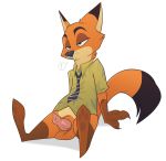  alexalaz anthro balls bottomless canid canine clothed clothing disney erection fox genitals hi_res male mammal nick_wilde penis sitting solo zootopia 