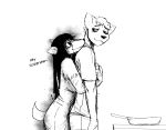 2021 anthro bags_under_eyes canid canine canis carol_(hladilnik) comic cookware domestic_dog duo english_text female frying_pan ghost ghost_pupper&#039;s_boyfriend hi_res hladilnik hug hugging_from_behind kitchen_utensils male male/female mammal monochrome romantic_couple spirit text tools wolf 