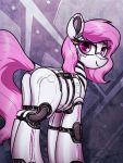  2021 3:4 absurd_res butt english_text equid eyelashes fan_character female feral hasbro hi_res looking_at_viewer machine mammal my_little_pony robot selenophile signature smile solo text 