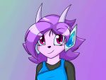  anthro black_nose clothed clothing dragon female freedom_planet freedom_planet_2 gerald_serault gradient_background hair horn hybrid looking_at_viewer purple_body purple_hair sash_lilac simple_background solo video_games 