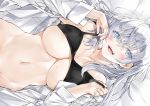  blue_eyes blush bra breasts gray_hair kou_mashiro long_hair navel open_shirt original polychromatic shirt tears underwear 