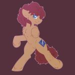  1:1 2019 absurd_res ambiguous_gender blue_eyes brown_mane brown_tail chest_tuft cutie_mark equid equine fan_character feral fkk fur hasbro hi_res horse latch_(mlp) looking_at_viewer mammal mane my_little_pony on_hind_legs pony quadruped simple_background smile solo standing tan_body tan_fur tuft 