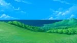  beach blue_sky cloud commentary_request day grass highres horizon kajiji nature no_humans ocean original outdoors plant scenery sky tree water waves 