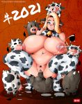  &copy; 2021 animal_humanoid animal_print areola big_breasts black_eyebrows black_eyelashes blonde_hair blue_eyes bodily_fluids bovid bovid_humanoid bovine bovine_humanoid breastfeeding breasts cattle_humanoid chinese_zodiac clothing cow_print cowbell ear_piercing ear_ring eyebrows female group hair hi_res huge_breasts humanoid lactating legwear male male/female mammal mammal_humanoid milk navel nipples penetration penile penile_penetration penis_in_pussy piercing projectile_lactation pubes signature smile solo_focus symbol thigh_highs vaginal vaginal_penetration witchking00 year_of_the_ox 