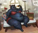  anthro bed belly big_belly big_breasts big_butt bra breasts butt cettus clothed clothing digital_media_(artwork) domestic_cat eating felid feline felis female food fur furniture hair huge_breasts hyper lamp mae_borowski mammal morbidly_obese morbidly_obese_anthro morbidly_obese_female navel night_in_the_woods notched_ear obese obese_anthro obese_female on_bed open_mouth overweight overweight_anthro overweight_female panties partially_clothed pawpads paws pillow pizza pizza_box pizza_slice poster red_eyes solo teeth thick_thighs tongue underwear video_games wide_hips window 