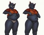  anthro belly belly_squish big_belly big_butt bottomwear butt cettus clothed clothing digital_media_(artwork) domestic_cat felid feline felis female fur hair looking_down mae_borowski mammal navel night_in_the_woods notched_ear obese obese_anthro obese_female overweight overweight_anthro overweight_female panties partially_clothed red_eyes shirt simple_background solo squish standing t-shirt thick_thighs topwear underwear video_games 