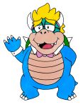  black_eyes blonde_hair bow_tie bowser&#039;s_brother cuffs_(clothing) eyewear fangs glasses hair hi_res iwatchcartoons715 koopa male mario_bros nintendo reptile scalie simple_background slightly_chubby smile solo spikes turtle video_games white_background 