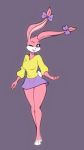  absurd_res anthro babs_bunny bottomwear buckteeth clothing ear_bow female hi_res lagomorph leporid looking_at_viewer mammal miniskirt one_eye_closed rabbit scorpdk skirt solo teeth thick_thighs tiny_toon_adventures warner_brothers wink 