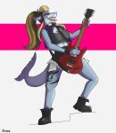  animal_humanoid anthro blonde_hair boots bottomwear cassandra_pines clothing crop_top cutoffs denim denim_clothing ear_piercing fish fish_humanoid footwear furgonomics furry-specific_piercing guitar guitarist hair hi_res humanoid kaato_art marine marine_humanoid musical_instrument piercing plucked_string_instrument rock_star rockstar screaming shark shark_humanoid shark_tail sharp_teeth shirt shorts singer solo string_instrument tail_piercing tattoo tattooed_arm tattooed_leg teeth topwear 