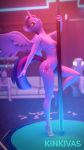  3d_(artwork) 9:16 anthro areola barefoot breasts cutie_mark dancing digital_media_(artwork) equid equine female friendship_is_magic hasbro hi_res horn horse kinkivas looking_at_viewer mammal my_little_pony nipples nude pole pole_dancing pony smile smiling_at_viewer solo standing twilight_sparkle_(mlp) winged_unicorn wings 