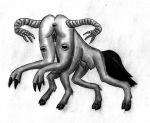  3_eyes 6_legs 6_limbs anus body_horror bovid breasts butt caprine cthulhu_mythos ebrithilbowser female feral goat h.p._lovecraft hooves horizontal_pupils horn horned_humanoid horse_tail humanoid mammal monochrome multi_eye nipples pupils pussy_mouth shub-niggurath solo vagina_mouth vaginamouth where_is_your_god_now 