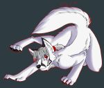  anthro canid canine fox fur male mammal mrchocolate simple_background solo white_body white_fur 