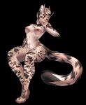  anthro blush collar coy dire_leopard female green_eyes hi_res horn kimintaq scales solo spots stripes sya_ruusa tattoo 