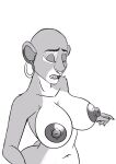  5_fingers animal_humanoid anthro areola big_breasts breasts butt cat_humanoid claws digital_media_(artwork) ear_piercing ear_ring el-loko erect_nipples eyes_closed felid felid_humanoid feline feline_humanoid female fingers frown fur hi_res hoop_earrings huge_breasts humanoid jewelry lion mammal mammal_humanoid navel nipples nude open_mouth pantherine piercing simple_background solo teeth tongue transformation white_body white_fur 