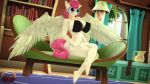  16:9 3d_(artwork) 4k absurd_res anthro anthrofied big_breasts bottomless breasts clothed clothing crossed_legs digital_media_(artwork) equid equine eyewear female friendship_is_magic glasses hasbro hi_res loveslove mammal mature_female mrs._shy_(mlp) my_little_pony pegasus sitting widescreen wings 