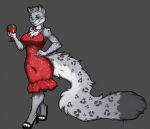  alcohol anthro beverage big_tail clothing dress felid female footwear green_eyes high_heels jewelry mammal necklace pantherine shapeshifterprincess shoes snow_leopard solo spots sya_ruusa wine 