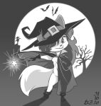  2020 anthro boots breasts cape clothing female footwear fur hair halloween hannah_the_usul hat headgear headwear holidays jumpstart_games monochrome navel neopet_(species) neopets nipples sankam solo usul_(neopets) video_games wand witch_hat 