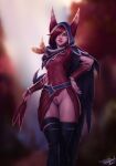 animal_ears armor league_of_legends nopan personal_ami pubic_hair pussy thighhighs uncensored xayah 