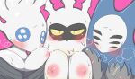  arachnid arthropod blush breast_squish breasts breasts_frottage elemental_creature female flora_fauna group herrah hi_res hollow_knight insect lepidopteran looking_at_viewer moichi_(pixiv) moth nipples non-mammal_breasts plant radiance_(hollow_knight) spider squish team_cherry video_games white_lady_(hollow_knight) 