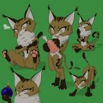  1:1 amber_eyes anthro bomb capcom catsockjus claws explosives felid felyne female flustered grimalkyne looking_down lynian mammal monster_hunter practice smug_grin solo standing stretching tailwag thinking tongue tongue_out video_games 