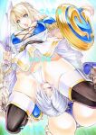  2girls ass blonde_hair blue_eyes boots breasts commentary_request dress frankensteiner frills head_between_knees isabella_valentine large_breasts long_hair multiple_girls panties shield sideboob silver_hair sitting sitting_on_face sitting_on_person skirt sophitia_alexandra soulcalibur soulcalibur_iv sword thigh_boots thighhighs traditional_media underwear weapon white_dress white_panties wrestling yqgkg 