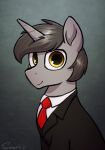  2021 absurd_res clothed clothed_feral clothing equid equine fan_character feral hasbro hi_res horn looking_at_viewer mammal my_little_pony necktie selenophile signature smile solo unicorn unicorn_horn 