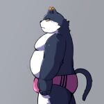  1:1 2021 anthro black_nose bulge butt clothing domestic_cat felid feline felis fur hi_res kemono male mammal overweight overweight_anthro overweight_male re_jin37 simple_background solo underwear white_body white_fur 