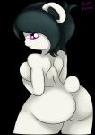  anthro black_background black_hair black_nose breasts butt female freedom_planet fur giant_panda hair hi_res looking_back mammal neera_li purple_eyes rear_view simple_background solo the1stmoyatia ursid video_games white_body white_fur 