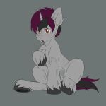  1:1 2019 black_mane black_tail blush brown_eyes equid equine fan_character fetlocks fkk fur grey_background hasbro hi_res hooves horn inner_ear_fluff male mammal mane match_grade multicolored_mane multicolored_tail my_little_pony open_mouth purple_mane purple_tail quadruped simple_background sitting solo tuft underhoof unicorn watermark white_body white_fur 