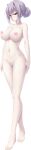  1girl bangs barefoot blush breasts choco_chip collarbone completely_nude eyebrows_visible_through_hair full_body highres horns large_breasts long_image looking_at_viewer mama_x_holic navel nipples nose_blush nude official_art pale_skin pussy red_eyes shirakomachi_akane solo standing tall_image transparent_background updo 