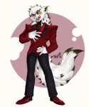  absurd_res anthro canid canine canis clothed clothing digital_media_(artwork) eyewear fur goldomond hair hi_res looking_at_viewer male mammal markings monocle open_mouth simple_background smile teeth wolf yaddoriart 