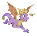  2018 4_fingers activision arthropod claws dragon dragonfly duo fingers horn insect membrane_(anatomy) membranous_wings open_mouth purple_body salanchu scalie signature simple_background smile sparx spyro spyro_the_dragon tongue video_games wings 