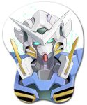  akycoo blue_eyes glowing glowing_eyes gundam gundam_00 gundam_exia mecha mousepad_(medium) no_humans science_fiction solo v-fin white_background 