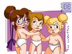  blonde_hair breasts brittany_miller brown_hair chipettes chipmunk chubby cub eleanor_miller eyewear female glasses hair jeanette_miller malachi malachiexe male mammal overweight panties pigtails ponytail ribbons rodent underwear young 