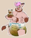  absurd_res anthro belly diaper domestic_pig fatfur feces grumpycoony hair hi_res krib male mammal messing messy obese obese_anthro obese_male overweight overweight_anthro overweight_male peeing piercing pink_hair pooping slightly_chubby solo suid suina sus_(pig) wild_boar 