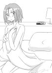  1boy bed bed_sheet blush embarrassed highres james_(pokemon) mickkuro pokemon pokemon_(anime) team_rocket uncolored 