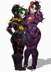  anthro armor blizzard_entertainment bremonqueen_(artist) chopsticks_in_hair covering covering_crotch duo ear_piercing ear_ring female giant_panda hair hands_on_hips hi_res looking_at_viewer mammal multicolored_hair pandaren piercing shoulder_pads two_tone_hair ursid video_games warcraft 