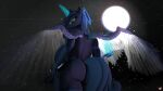  16:9 3d_(artwork) 4k absurd_res anthro anthrofied big_breasts big_butt breasts butt digital_media_(artwork) equid friendship_is_magic halo hasbro hi_res horn huge_breasts looking_back mammal moon my_little_pony naughty_cube nude princess_luna_(mlp) star widescreen winged_unicorn wings 