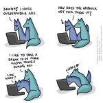 ! &lt;3 1:1 blue_body blue_fox_(foxes_in_love) blue_fur blue_tail canid canine comic computer couple_(disambiguation) dialogue duo english_text feral fox foxes_in_love fur green_body green_fox_(foxes_in_love) green_fur green_tail hi_res laptop male_(lore) mammal shadow simple_background text url 