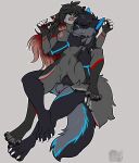  anthro balls black_body black_fur black_hair blue_markings blue_scar breast_grab breasts canid canine canis duo female female_penetrated fur genitals grey_body grey_fur hair hand_on_breast hi_res knot looking_pleasured male male/female male_penetrating male_penetrating_female mammal markings navel nipples onyx_kingstone open_mouth payne_kingstone penetration penis pussy raised_leg red_markings sex tsutsun vaginal vaginal_penetration white_markings wolf 