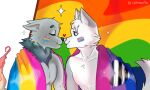  &lt;3 5:3 anthro arctic_fox bisexual_pride_colors black_nose blue_eyes boop canid canine catrivaille colored duo ears_back ears_up eyebrows eyes_closed fox fur grey_body grey_eyebrows grey_fur hair implied_hand_holding lgbt_pride looking_at_another male maleherm_(lore) mammal multicolored_body multicolored_fur neck_tuft nose_boop paint pansexual_pride_colors pink_nose pivoted_ears pride_colors rainbow_flag rainbow_pride_flag rainbow_symbol raised_tail riley_(disjachi) romantic_couple shaded simple_background smile tuft tundra_snowpaw two_tone_body two_tone_fur white_background white_body white_fur white_hair 