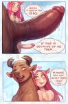  &lt;3 &lt;3_eyes anthro antlers balls blush capreoline cervid comic cyancapsule dialogue duo english_text equid equine erection genitals girly hair hi_res horn horse humanoid_genitalia humanoid_penis male male/male mammal moose nila_(cyancapsule) nipples nude penis pink_hair text tongue 