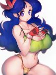  1girl bare_shoulders blue_eyes blue_hair breasts dragon_ball fumio_(rsqkr) highres large_breasts long_hair looking_at_viewer lunch_(dragon_ball) midriff navel parted_lips simple_background solo white_background 