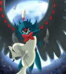  absurdres bird commentary_request decidueye feathers from_below gen_7_pokemon half-closed_eyes highres kosaburou moon night no_humans outdoors owl pokemon pokemon_(creature) solo talons yellow_eyes 