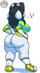  anthro breasts canid canine clothed clothing felid feline female hair kingfurryjion mammal simple_background tem temmie_(undertale) undertale video_games white_body 